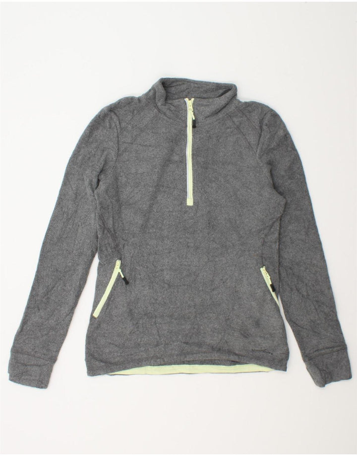 EDDIE BAUER Womens Zip Neck Fleece Jumper UK 14 Medium Grey Polyester Vintage Eddie Bauer and Second-Hand Eddie Bauer from Messina Hembry 