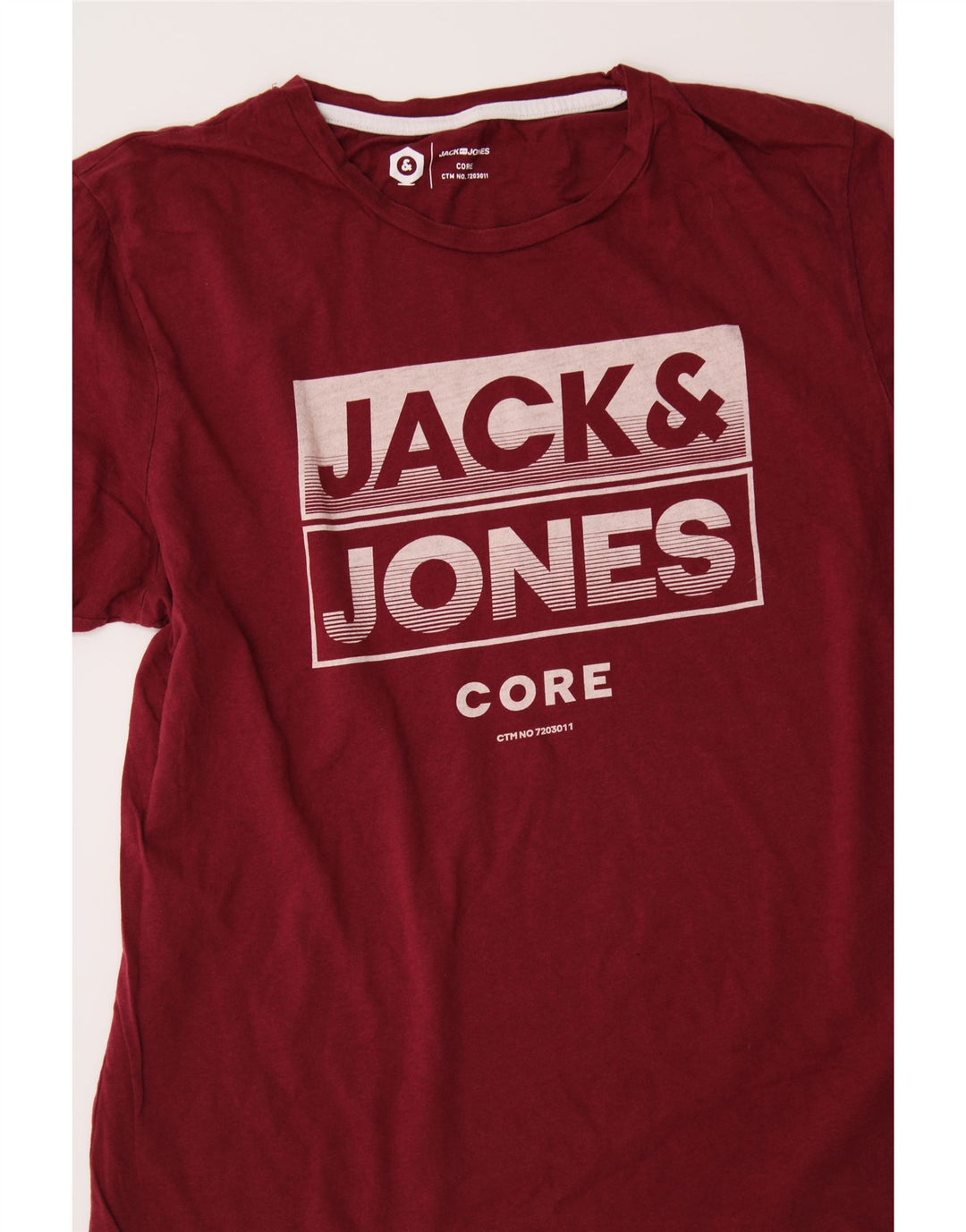JACK & JONES Mens Graphic T-Shirt Top Medium Burgundy Cotton Vintage Jack & Jones and Second-Hand Jack & Jones from Messina Hembry 