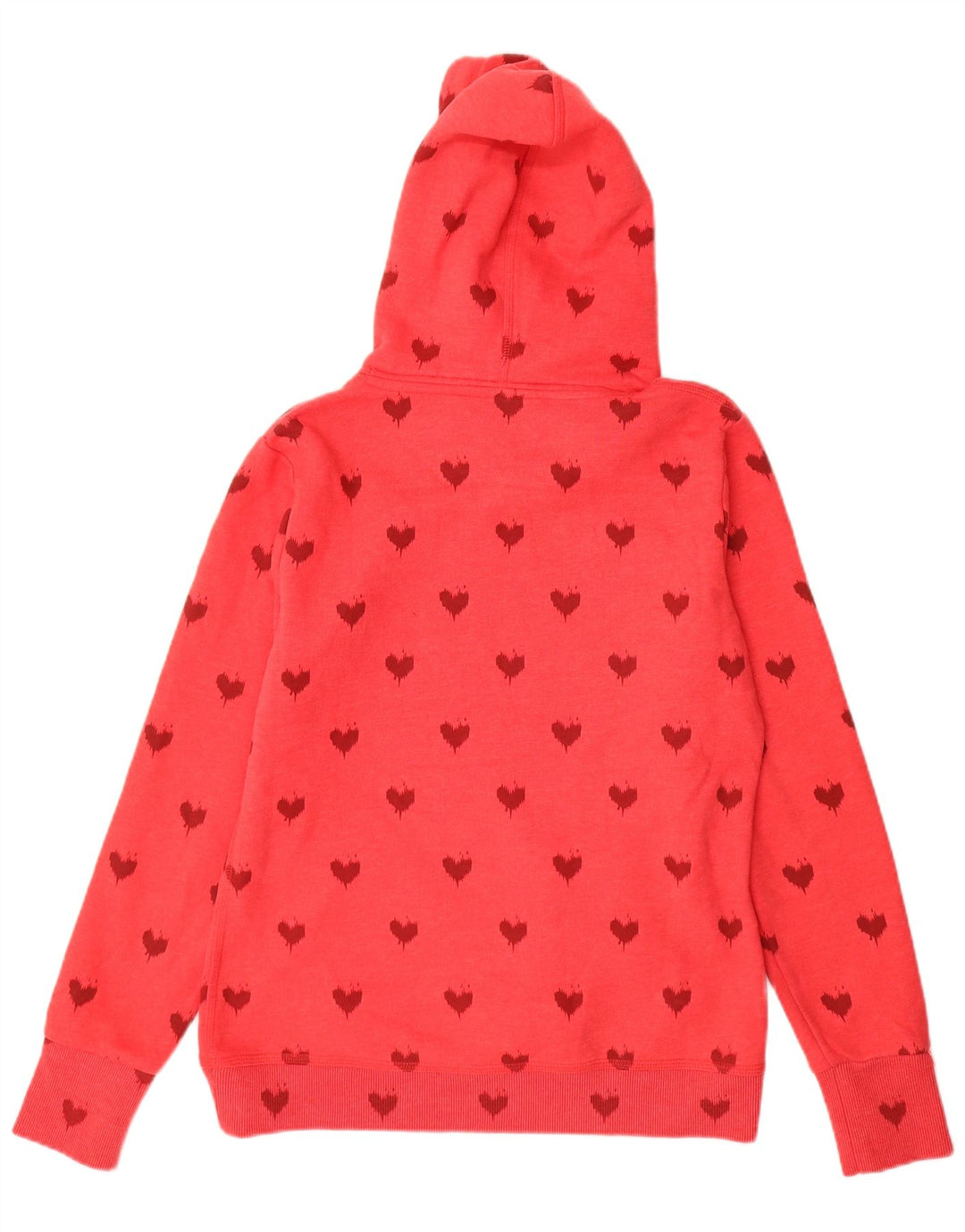 Felpa con cappuccio grafica da donna SUPERDRY UK 16 Grande cuore di cotone rosso
