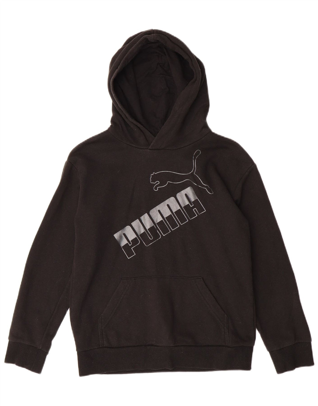 PUMA Boys Graphic Hoodie Jumper 10-11 Years Medium Black