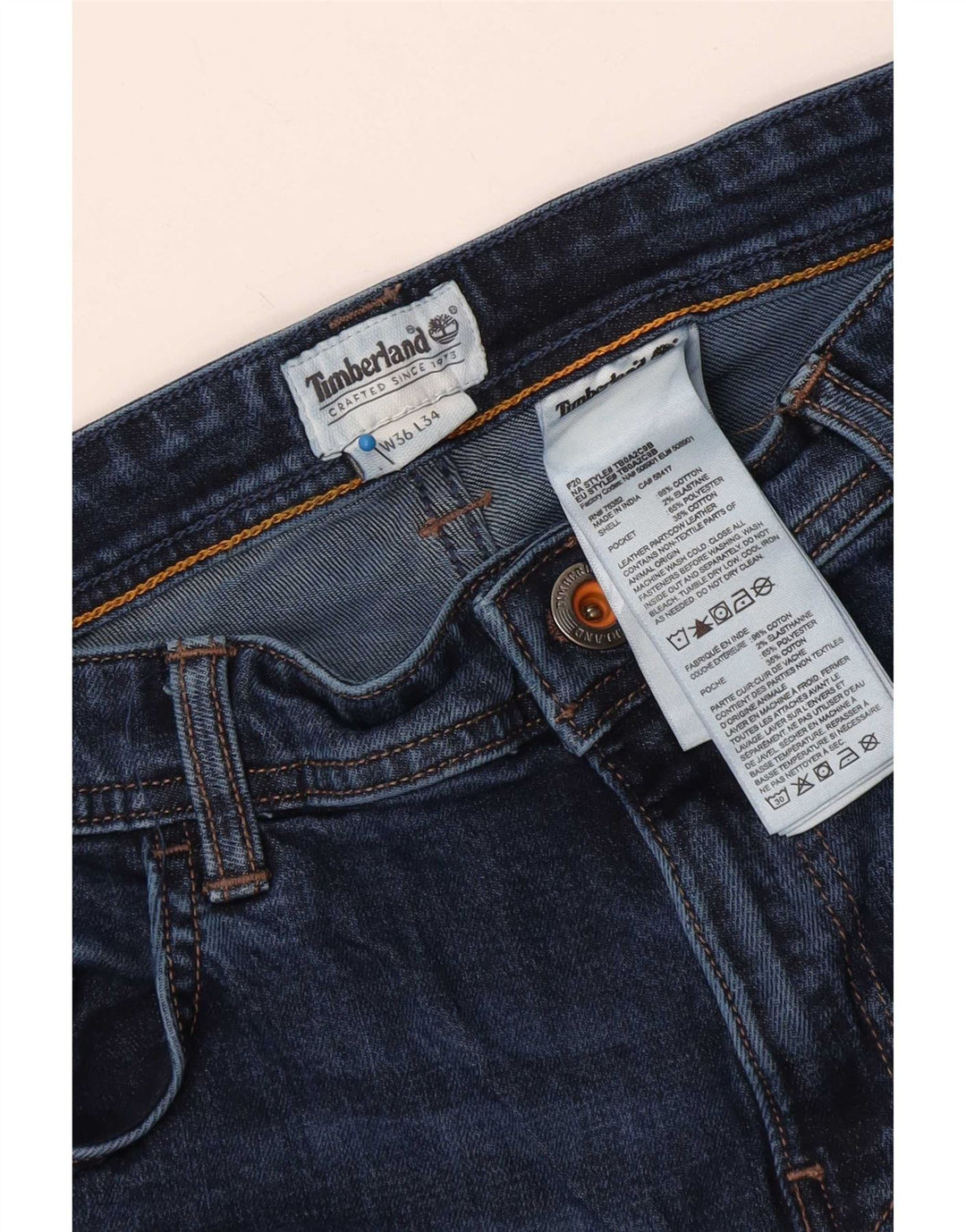 Jeans dritti da uomo Timberland W36 L34 cotone blu navy