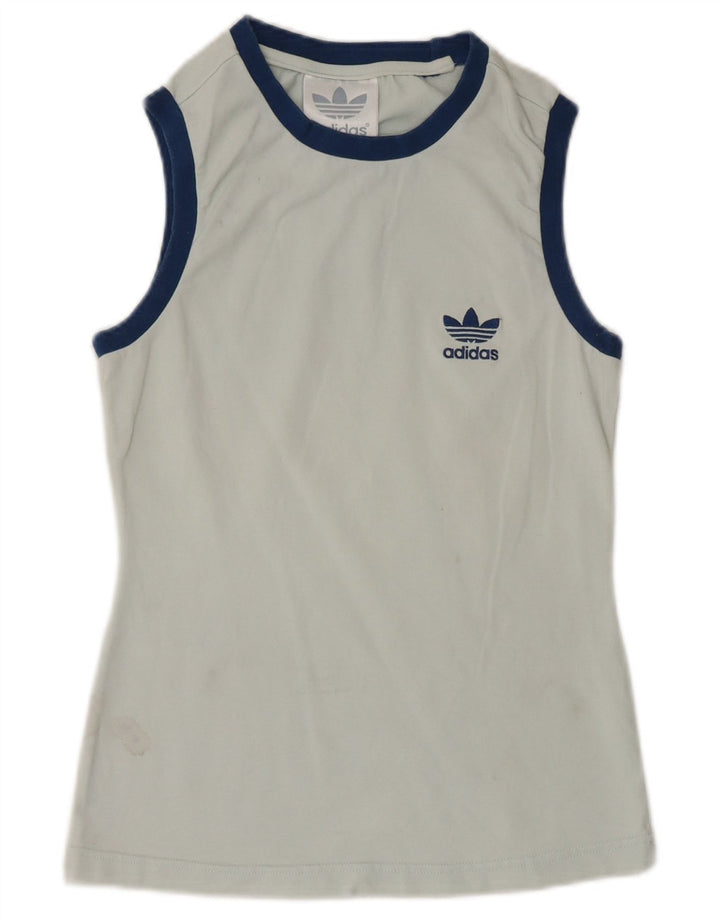 ADIDAS Womens Vest Top UK 8 Small Blue Cotton