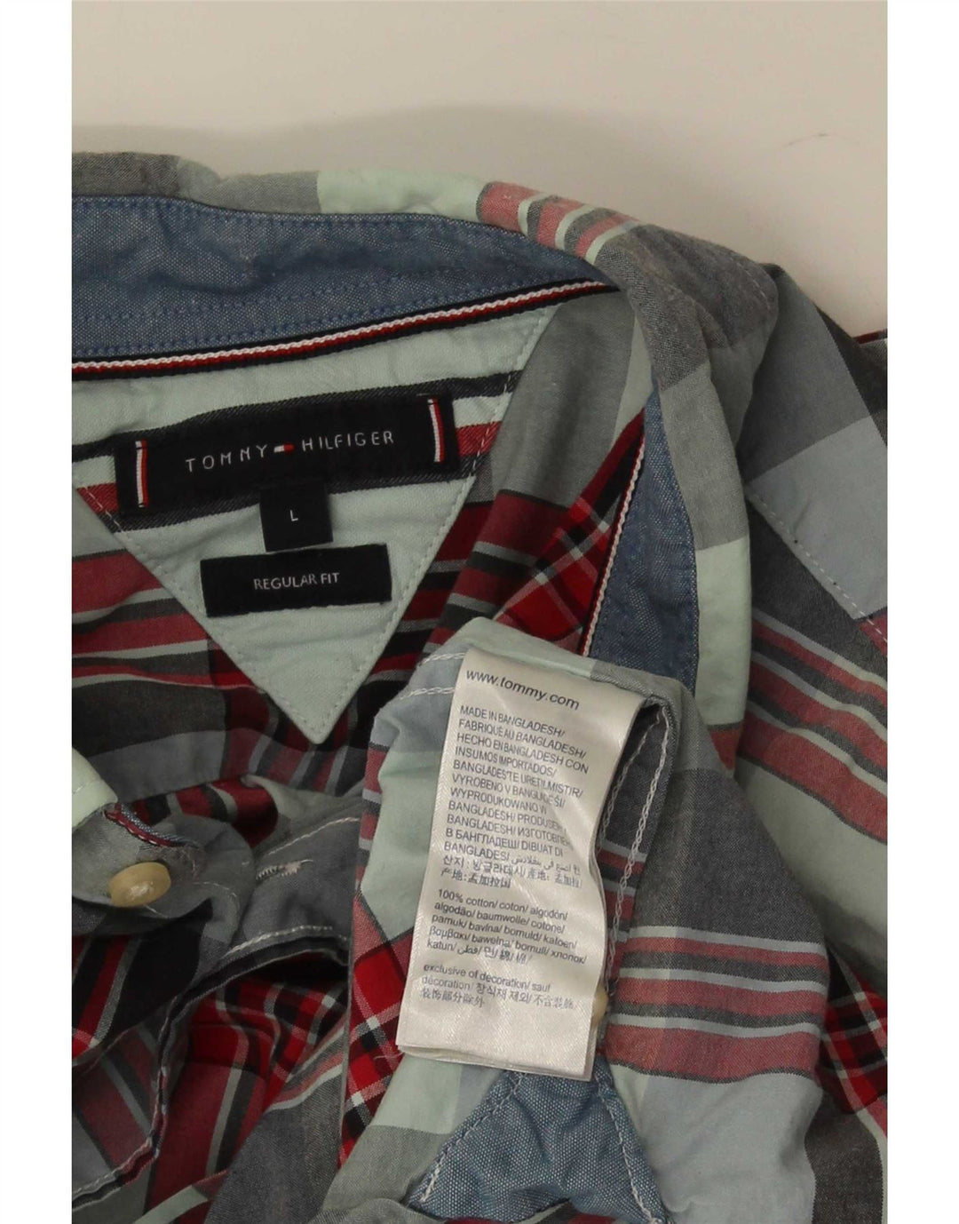 Camicia da uomo Regular Fit Tommy Hilfiger Large in cotone a quadri multicolore