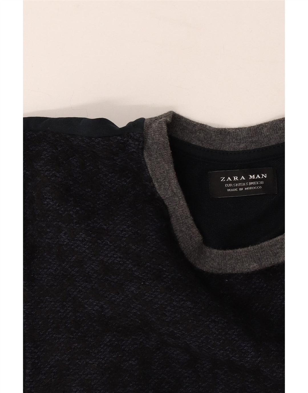 Maglione maglione girocollo da uomo Zara piccolo color block blu navy