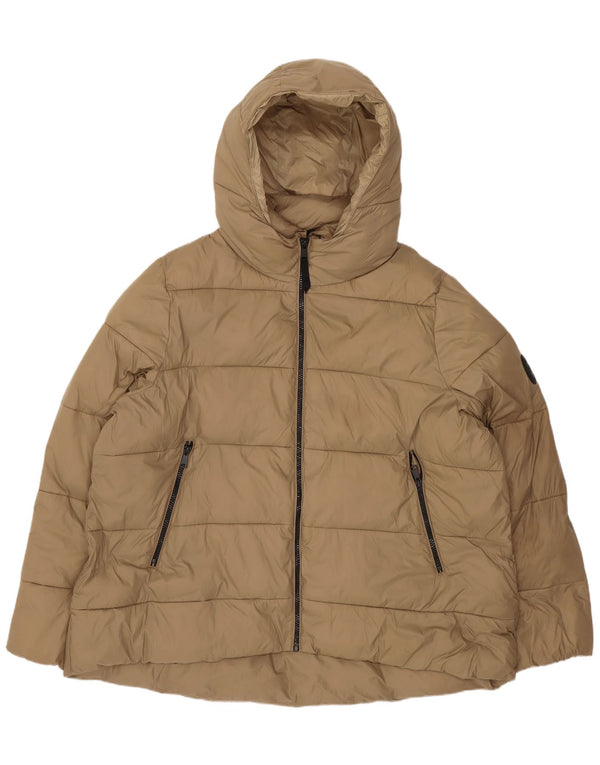 Giacca imbottita con cappuccio da donna Zara UK 20 2XL Poliestere beige