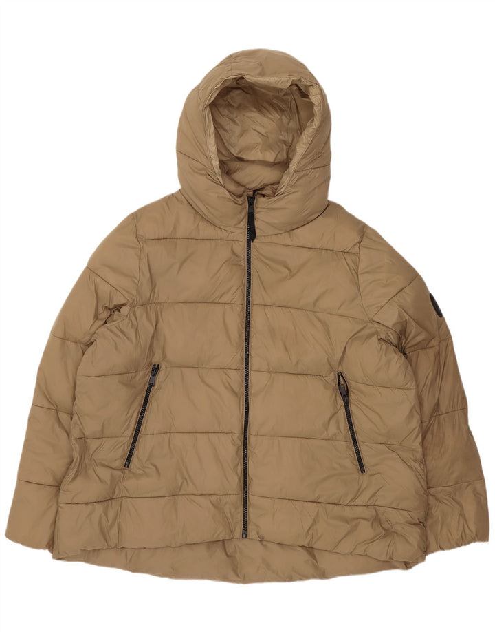 Giacca imbottita con cappuccio da donna Zara UK 20 2XL Poliestere beige