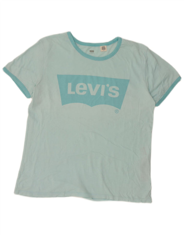 T-shirt grafica da donna Levi's Top UK 16 grande cotone blu