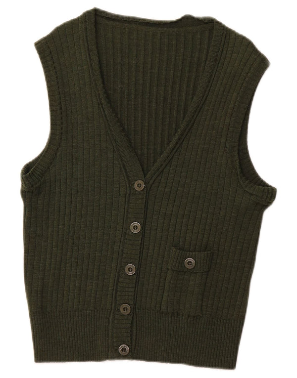 LODENFREY Womens Crop Sleeveless Cardigan Sweater EU 46 XL Green