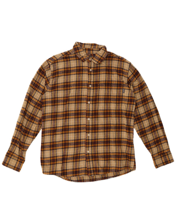 EDDIE BAUER Camicia da uomo in flanella di cotone a quadri kaki medio