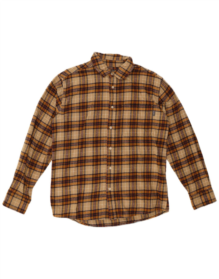 EDDIE BAUER Camicia da uomo in flanella di cotone a quadri kaki medio