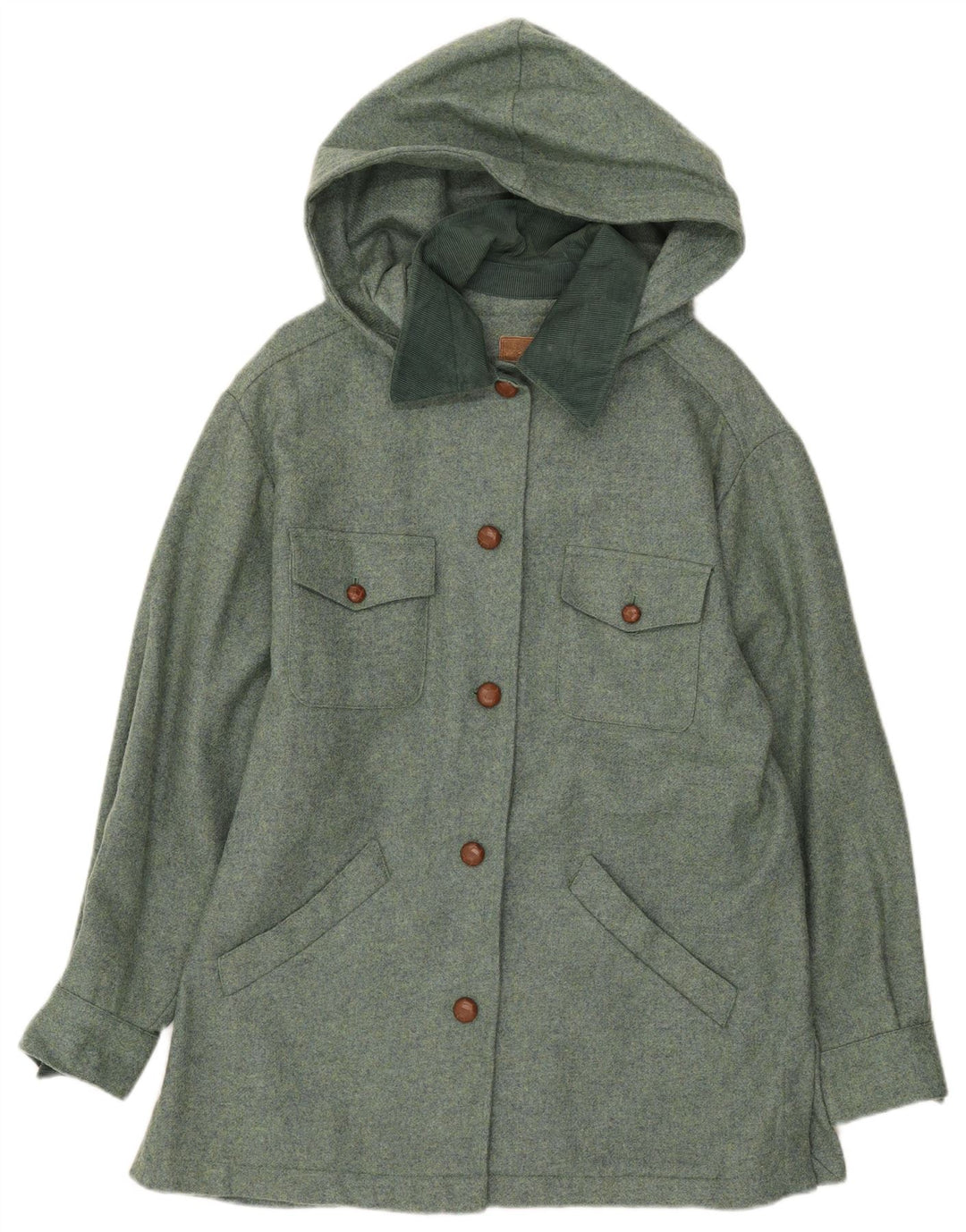 Nuova giacca da donna con cappuccio Penny IT 42 Lana verde medio