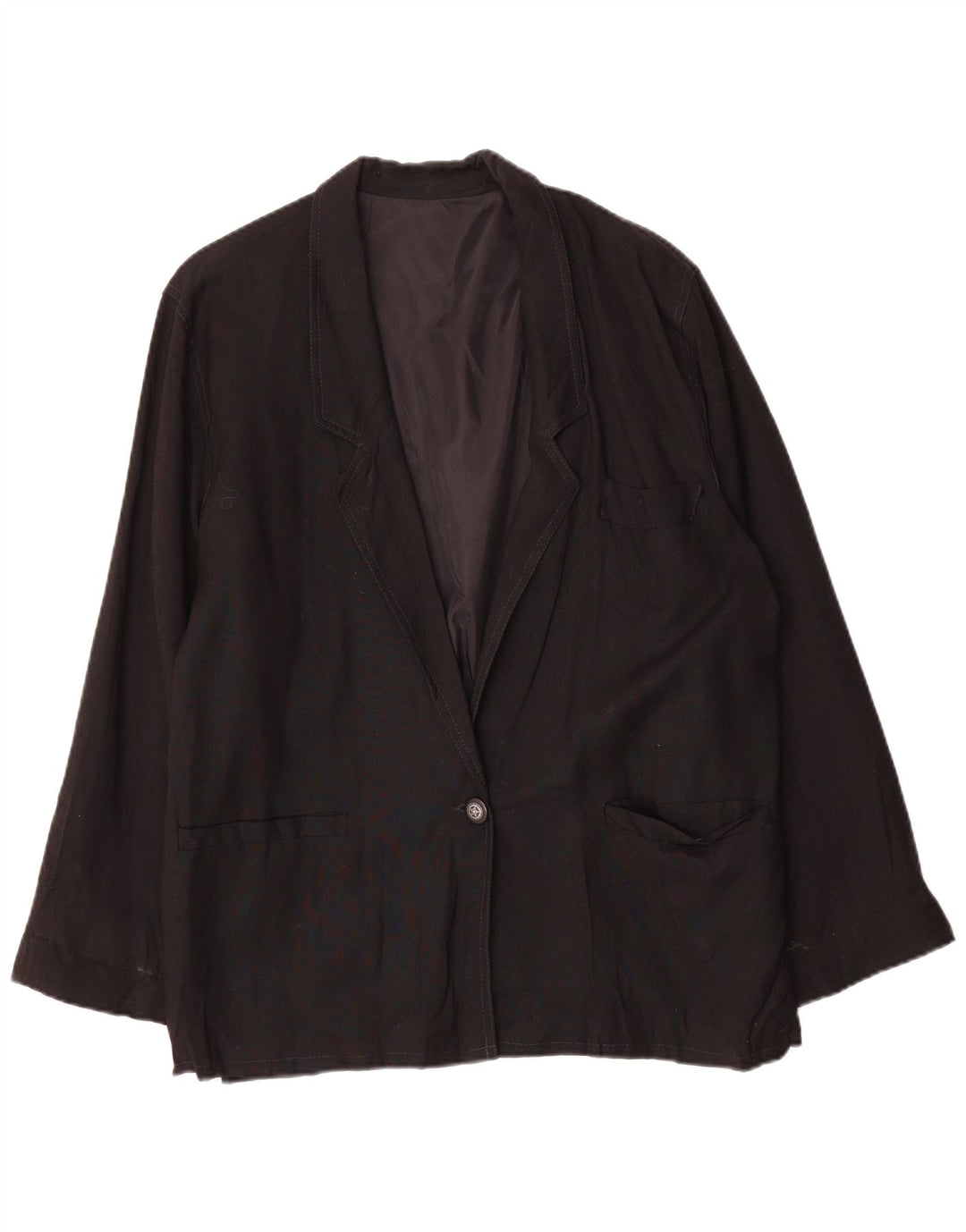 Giacca blazer vintage oversize da donna a 1 bottone UK 10 piccola Nera