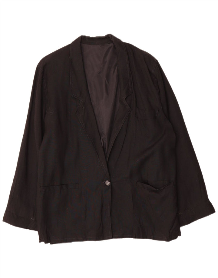 Giacca blazer vintage oversize da donna a 1 bottone UK 10 piccola Nera