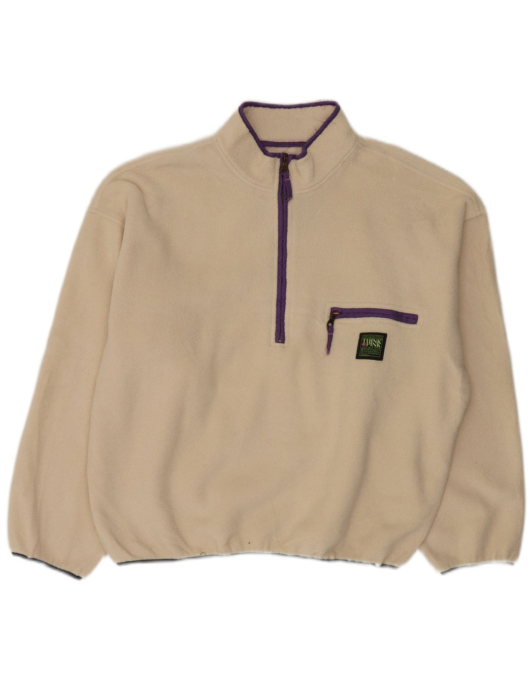 Maglione in pile oversize con zip e collo oversize da donna Think Pink UK 14 medio bianco sporco