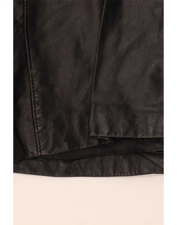 Giacca in pelle vintage da donna UK 10 piccola nera