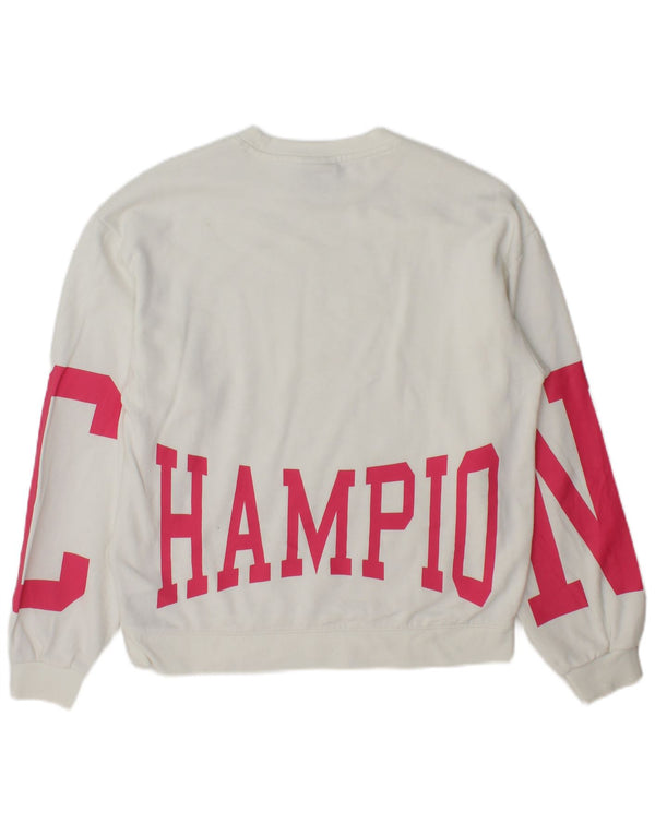 Felpa grafica da donna Champion Jumper UK 20 2XL Cotone bianco