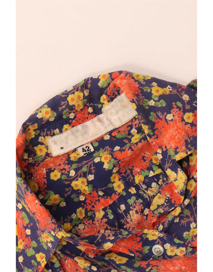 Camicetta camicia vintage da donna IT 42 media floreale multicolore