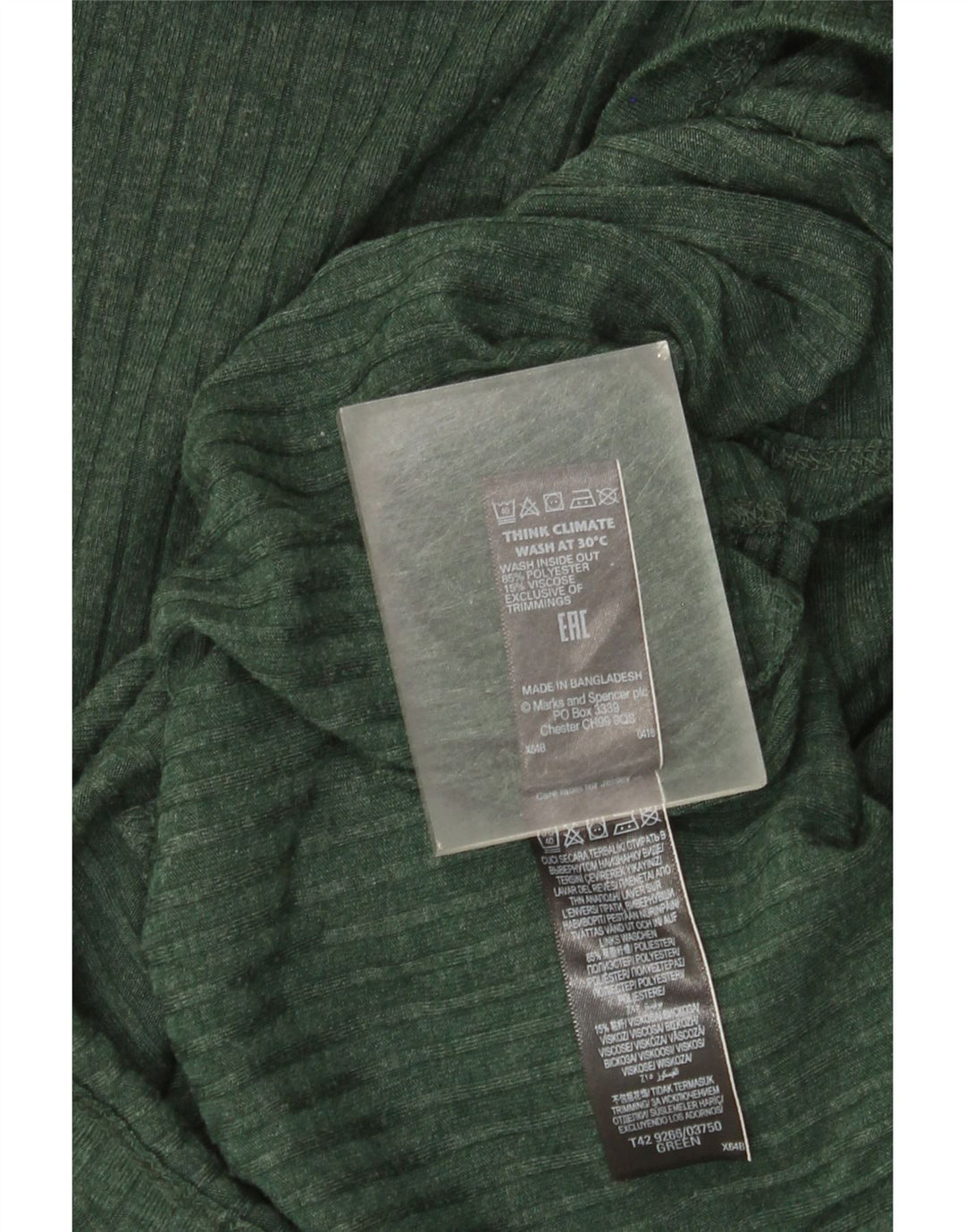 Abito maglione a maniche lunghe da donna Marks & Spencer UK 8 piccolo poliestere verde