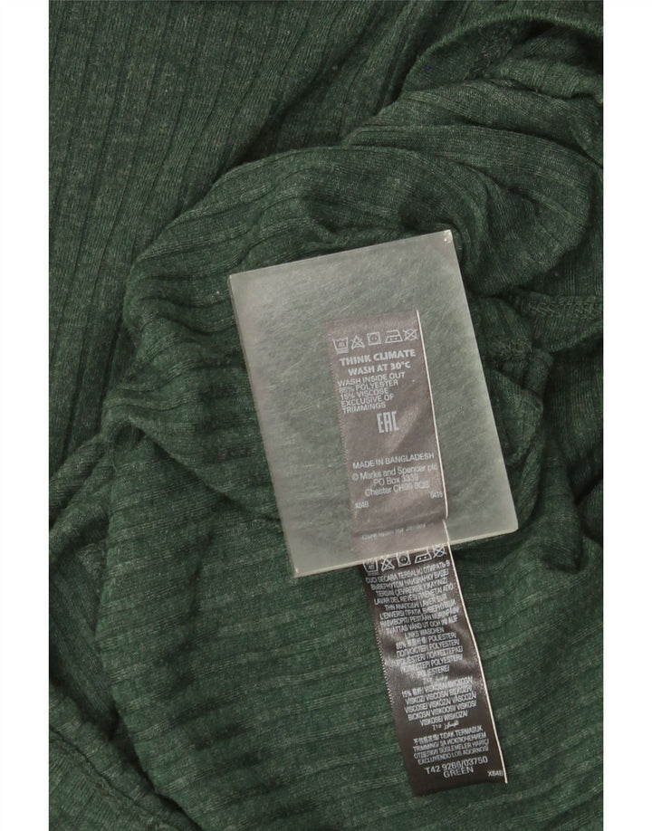 Abito maglione a maniche lunghe da donna Marks & Spencer UK 8 piccolo poliestere verde