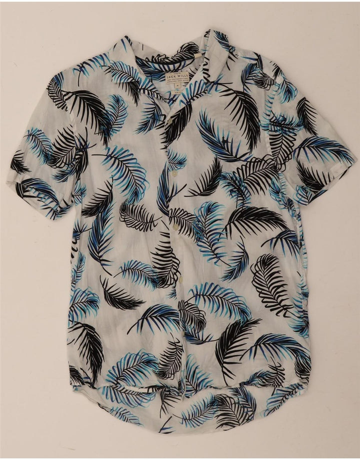 Camicia slim fit a maniche corte da uomo Jack Wills in viscosa floreale bianca media