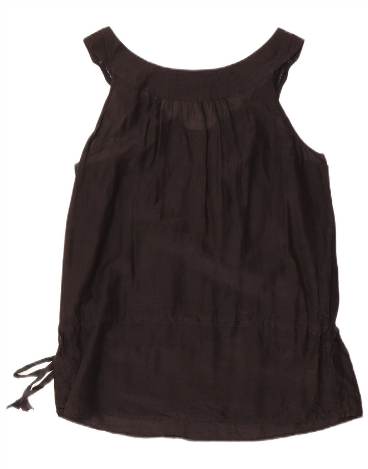 MASSIMO DUTTI Camicetta senza maniche da donna UK 18 XL Cotone nero