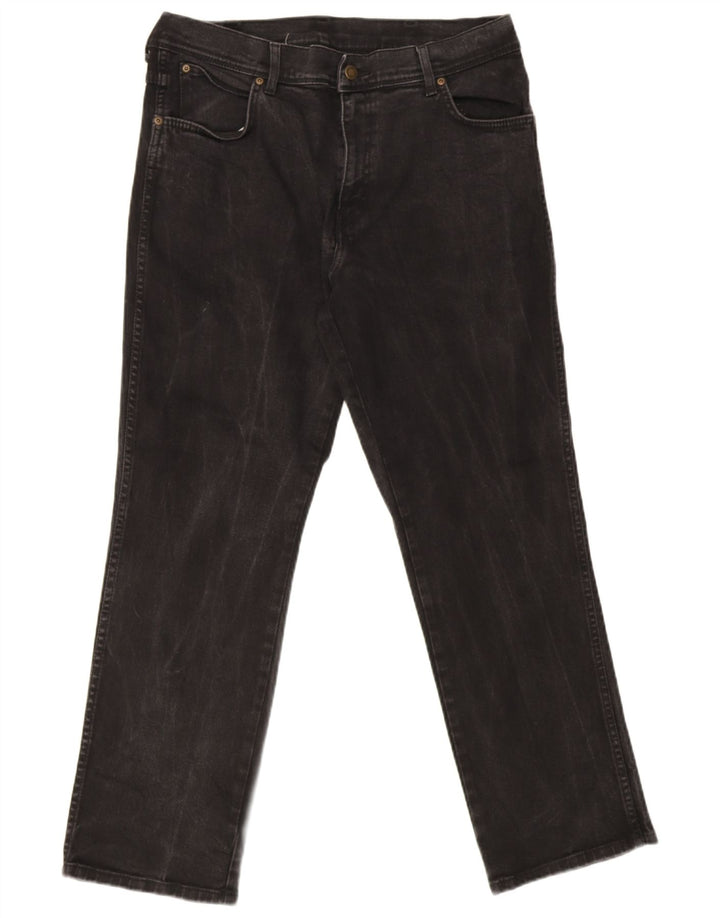 Jeans dritti da uomo Wrangler vestibilità regolare W36 L30 cotone nero