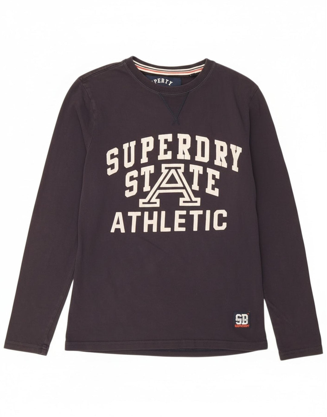 Top grafico da uomo Superdry a maniche lunghe in cotone blu navy piccolo