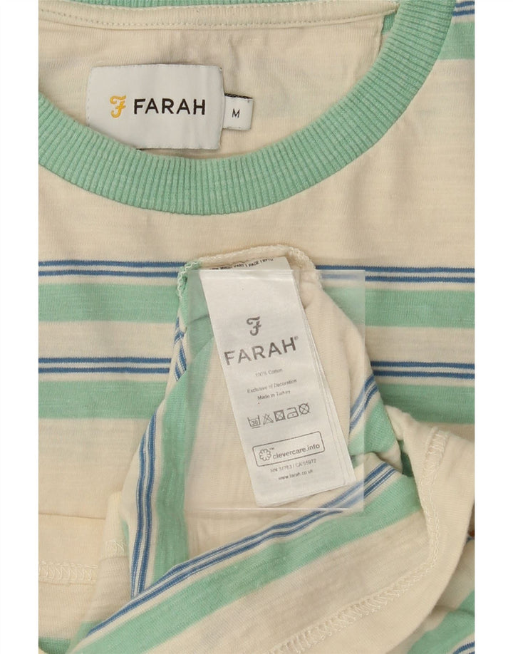 T-shirt da uomo FARAH Top in cotone a righe bianco sporco medio