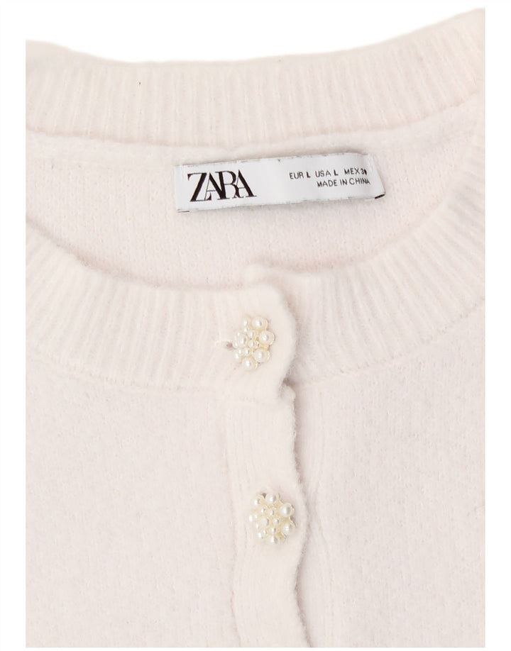 Maglione cardigan da donna Zara UK 14 grande bianco