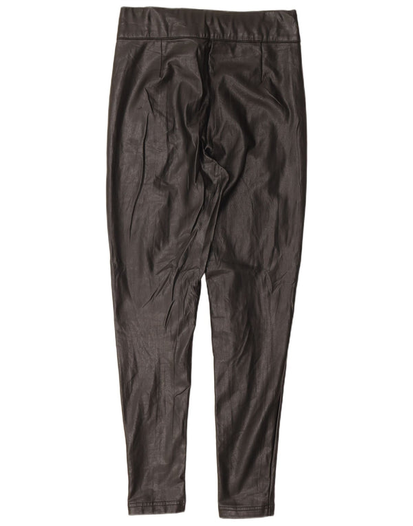Pantaloni da donna in ecopelle Marks & Spencer UK 10 piccoli W28 L27 neri