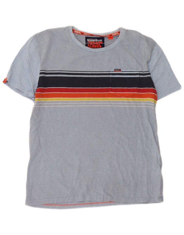 T-shirt da uomo Superdry Top in cotone a righe blu medio