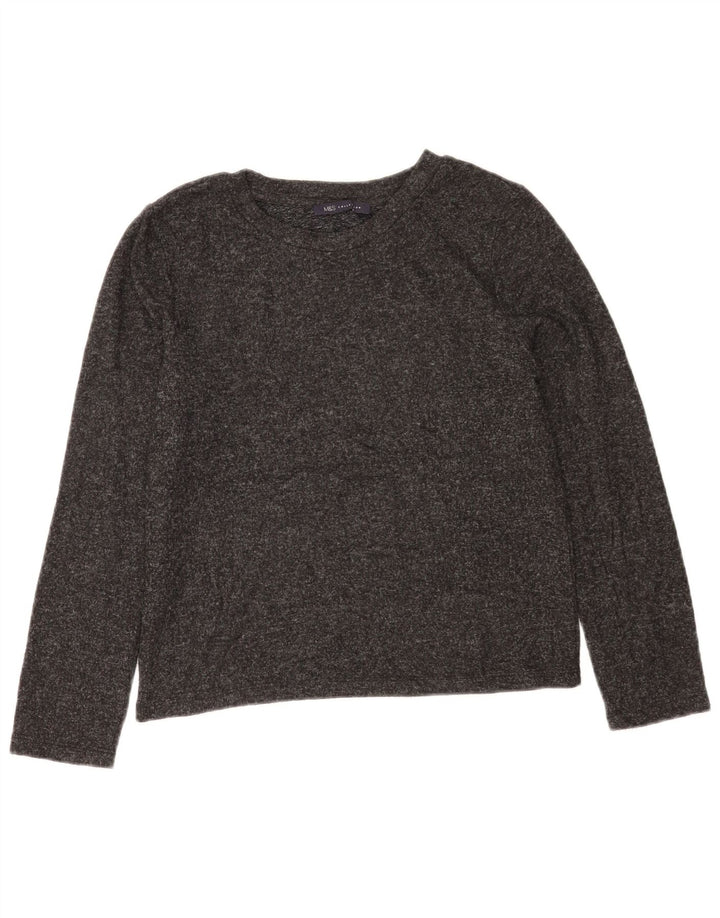 Marks & Spencer Top da donna a maniche lunghe UK 12 Poliestere grigio medio