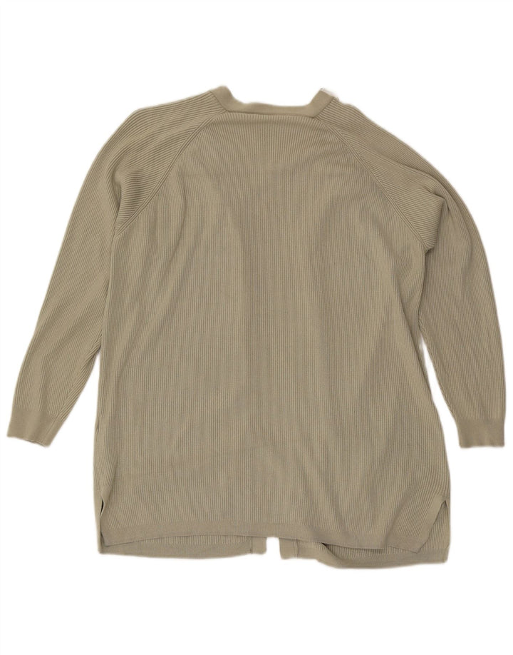 Maglione cardigan aperto da donna Marks & Spencer UK 16 grande viscosa grigia