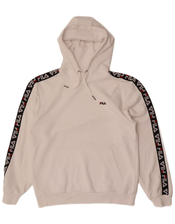 Fila Mens Graphic Hoodie Jumper Small White Colourblock Cotton