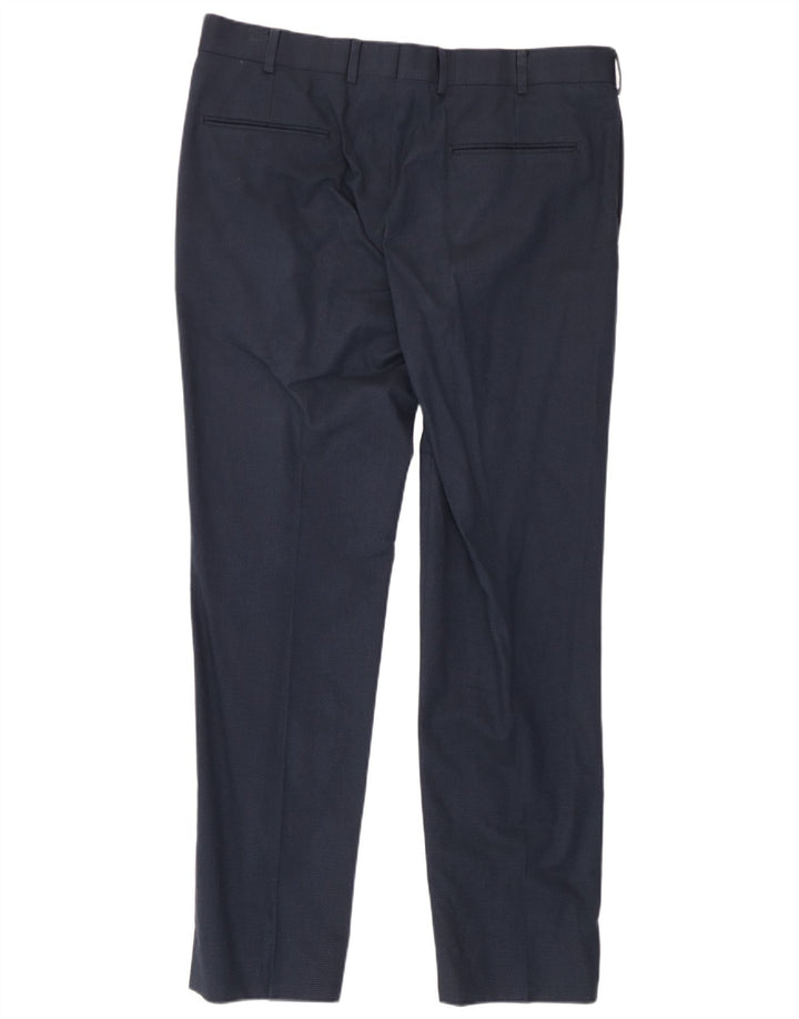 Pantaloni da abito slim da uomo Marks & Spencer W36 L31 cotone blu navy