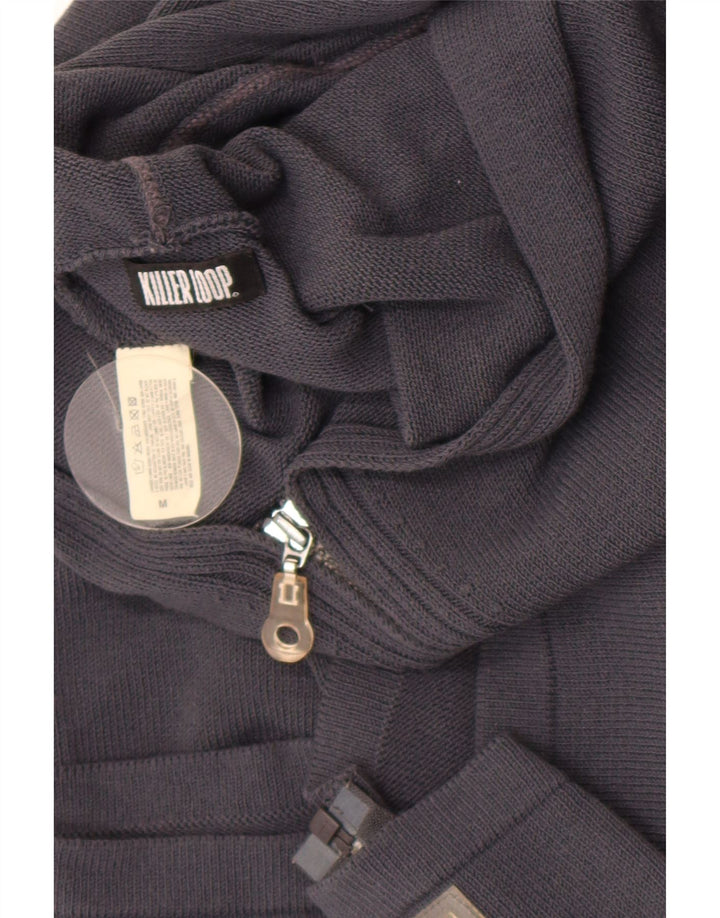 Maglione cardigan con cappuccio corto da donna Killer Loop UK 12 medio blu navy