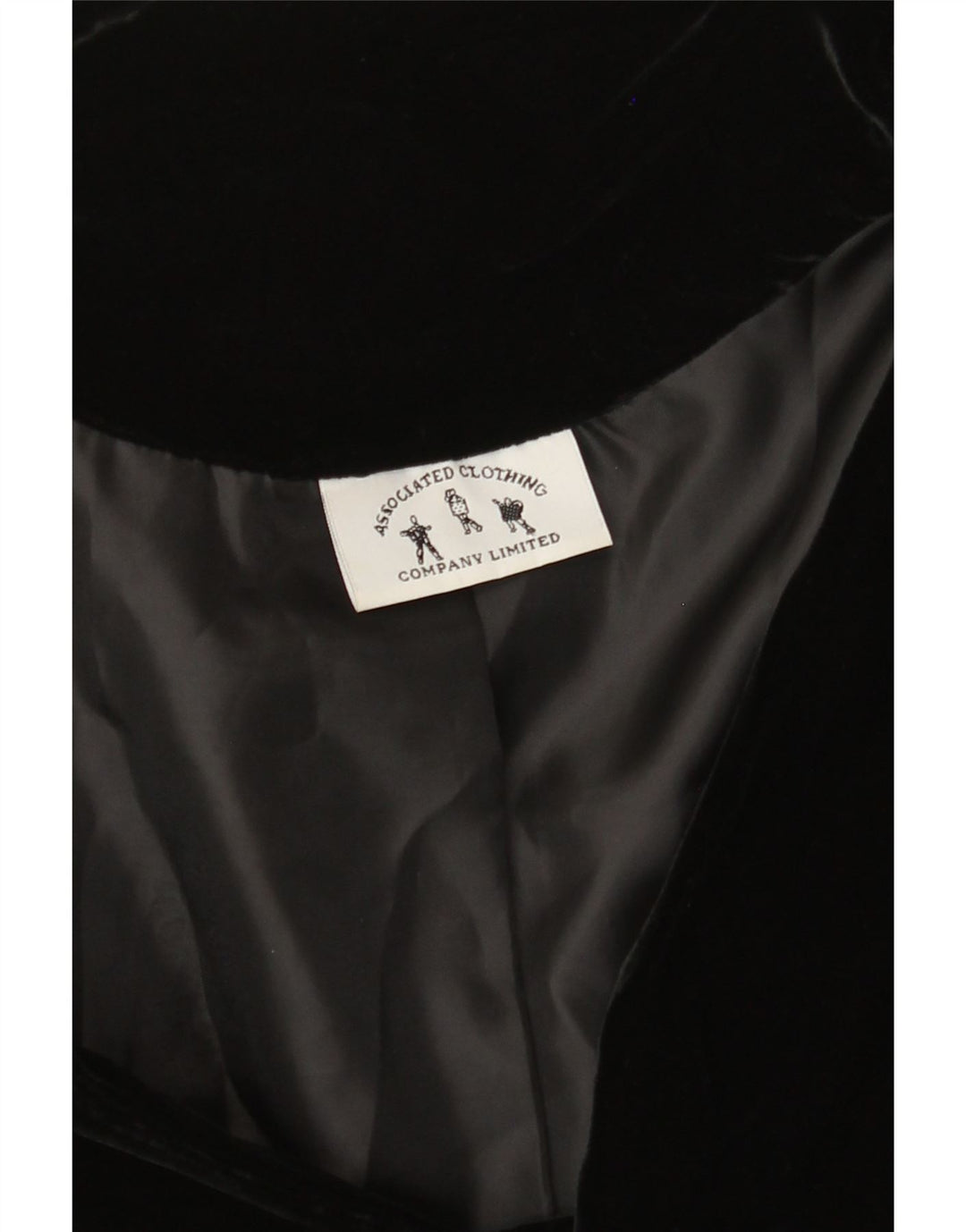 Giacca blazer in velluto da donna a 3 bottoni VINTAGE UK 12 media nera