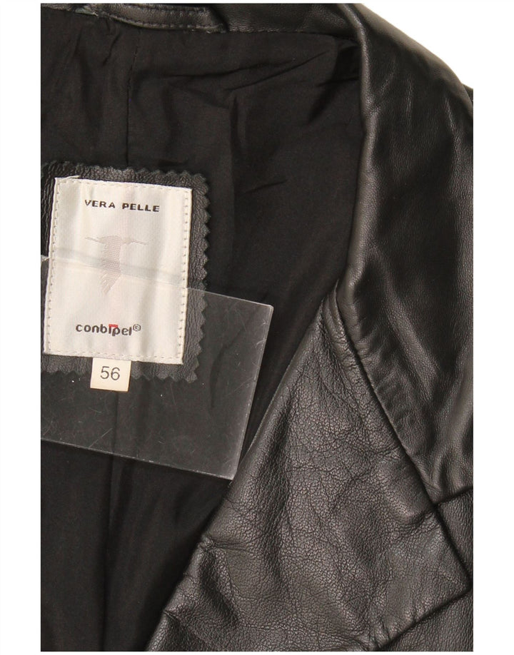 CONBIPEL Mens Leather Coat UK 40 Large Black Leather