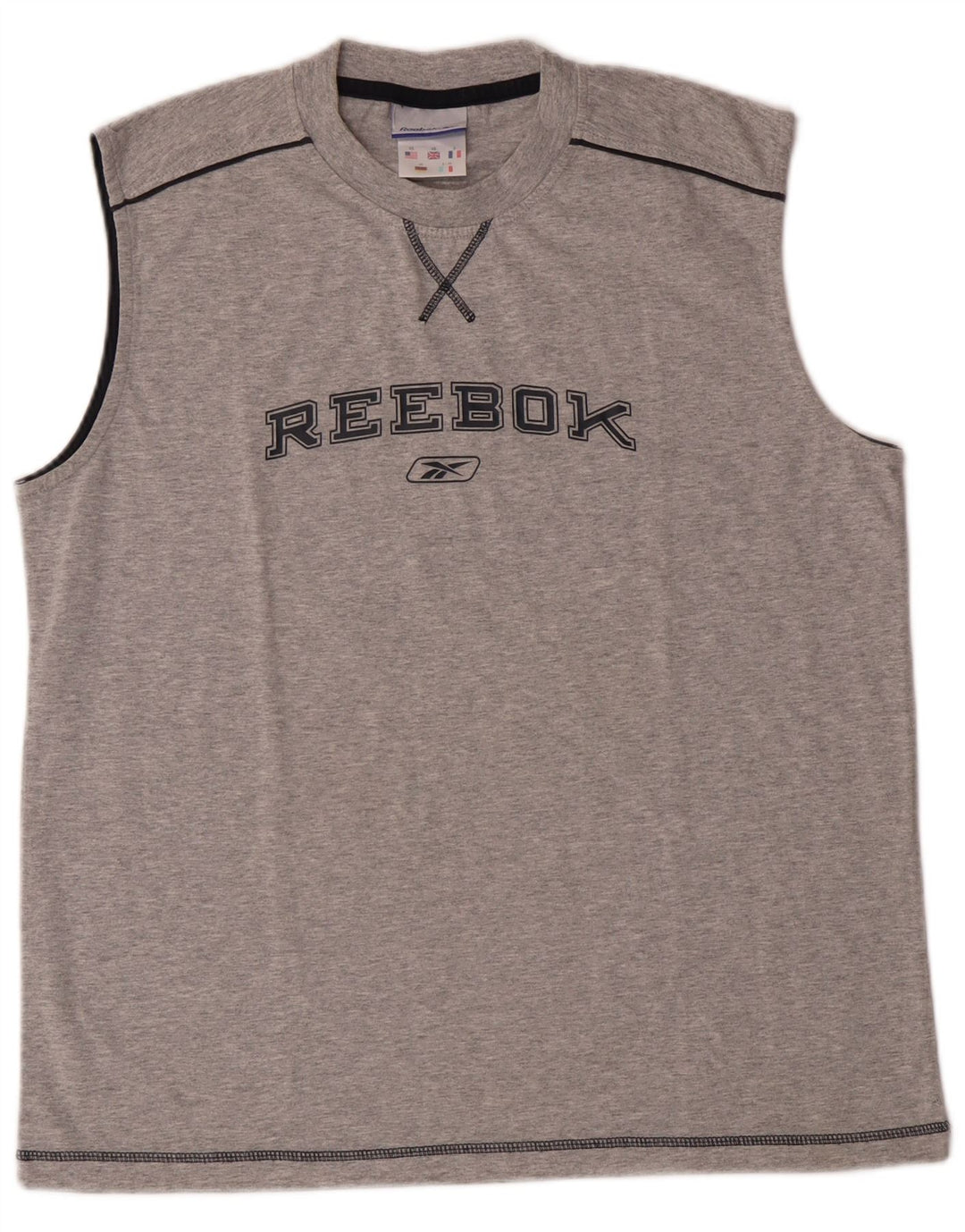 Canottiera grafica da uomo Reebok XS in cotone grigio