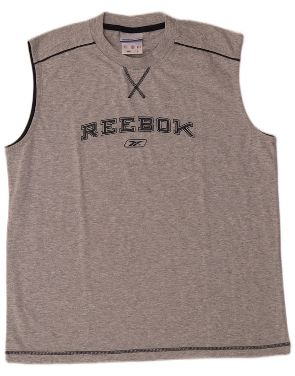 Canottiera grafica da uomo Reebok XS in cotone grigio