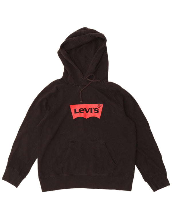 Maglione con cappuccio grafico da donna Levi's UK 16 grande cotone nero