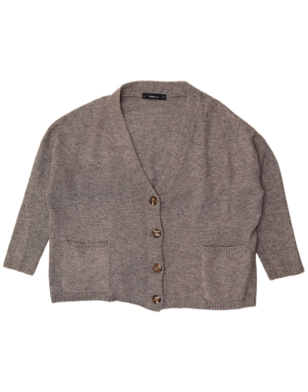 Maglione cardigan con maniche a 3/4 da donna Zara UK 14 Acrilico grigio medio