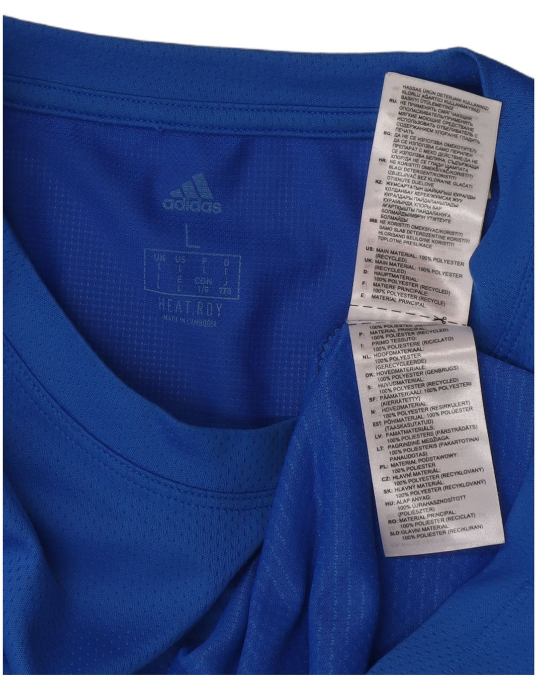 T-shirt grafica da uomo Adidas Top grande in poliestere blu