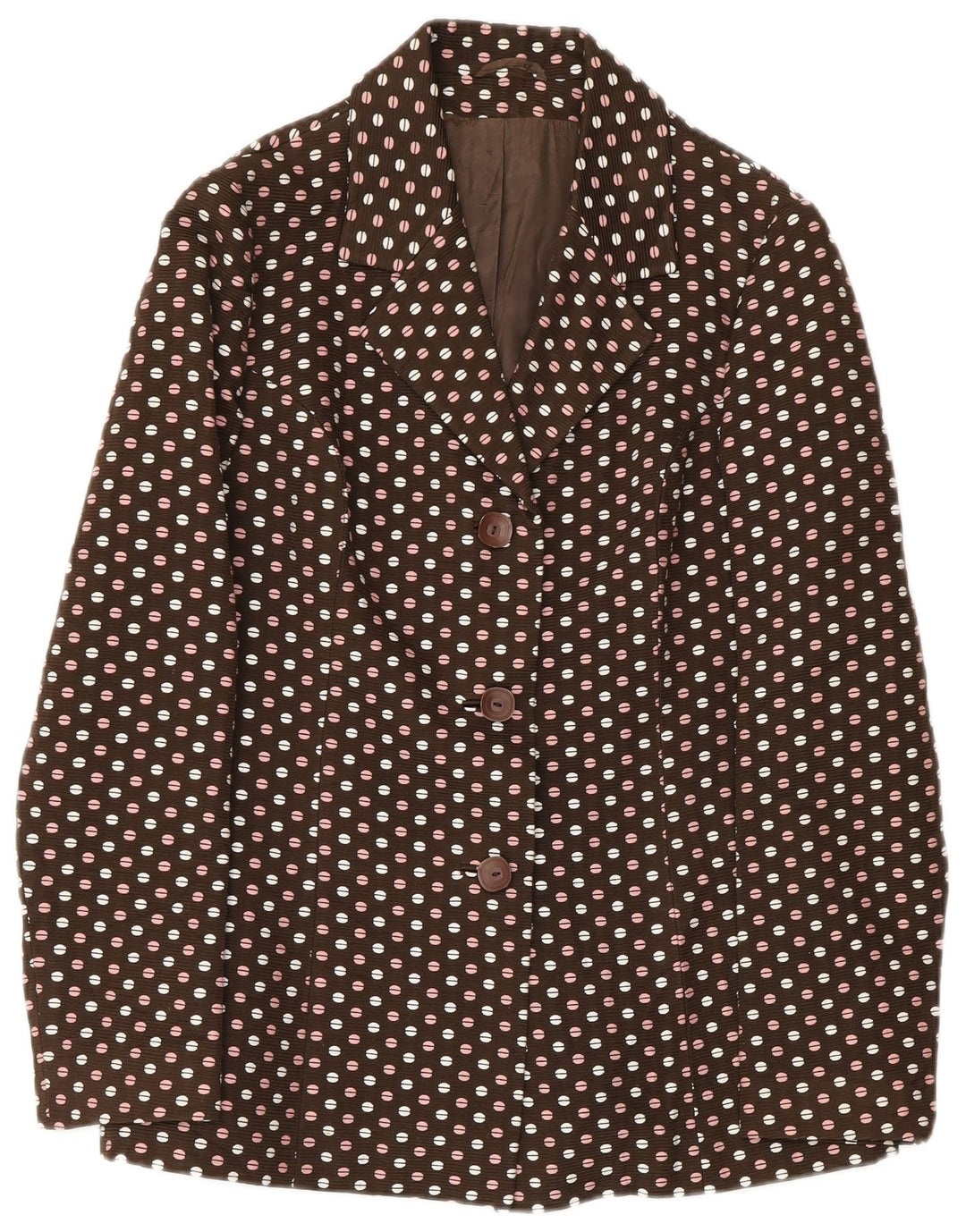 Set vintage da donna a 3 bottoni e 2 pezzi IT 48 XL a pois marroni