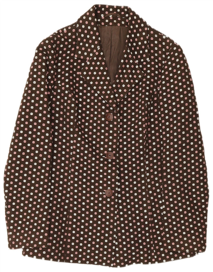Set vintage da donna a 3 bottoni e 2 pezzi IT 48 XL a pois marroni