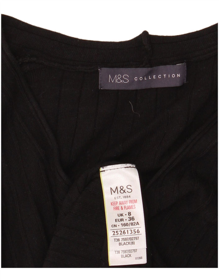 Maglione da donna con scollo a V Marks & Spencer UK 8 piccolo in viscosa nera