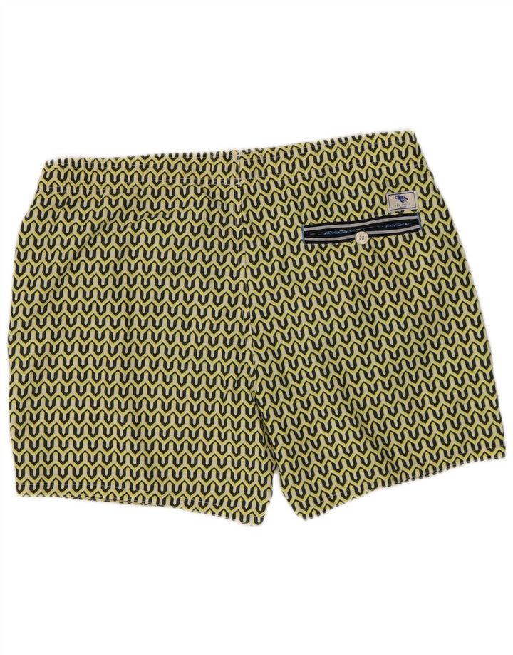 Pantaloncini da bagno da uomo Ted Baker taglia 3 poliestere geometrico giallo medio