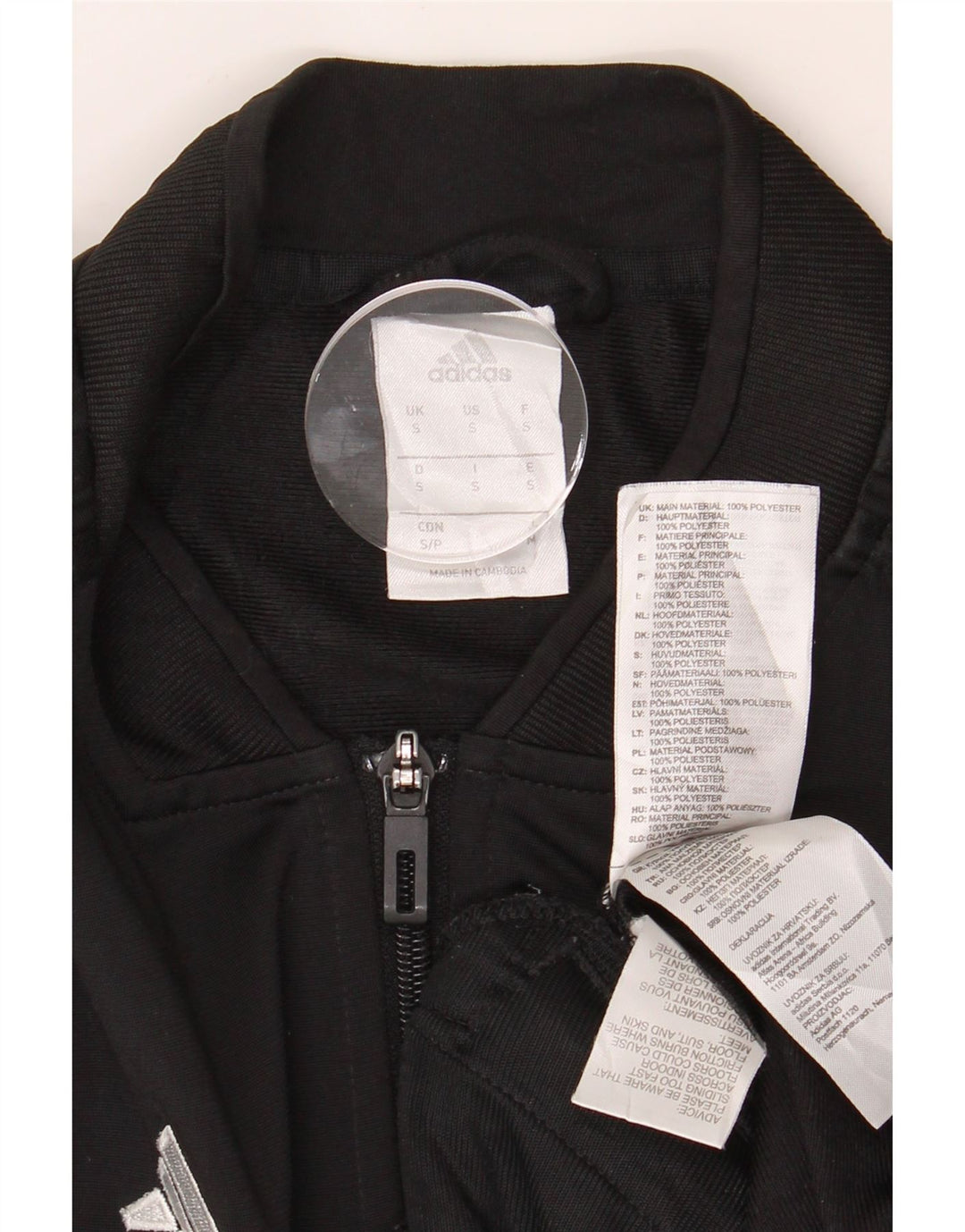ADIDAS Mens Tracksuit Top Jacket Small Black Polyester Vintage Adidas and Second-Hand Adidas from Messina Hembry 