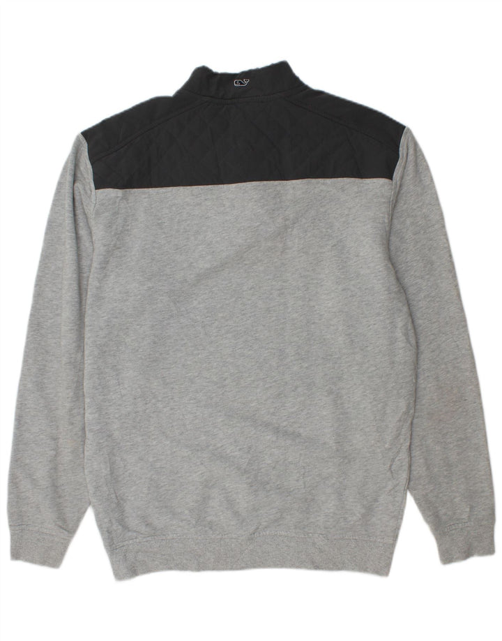 VINEYARD VINES Felpa da uomo ampia vestibilità maglione grigio medio color block