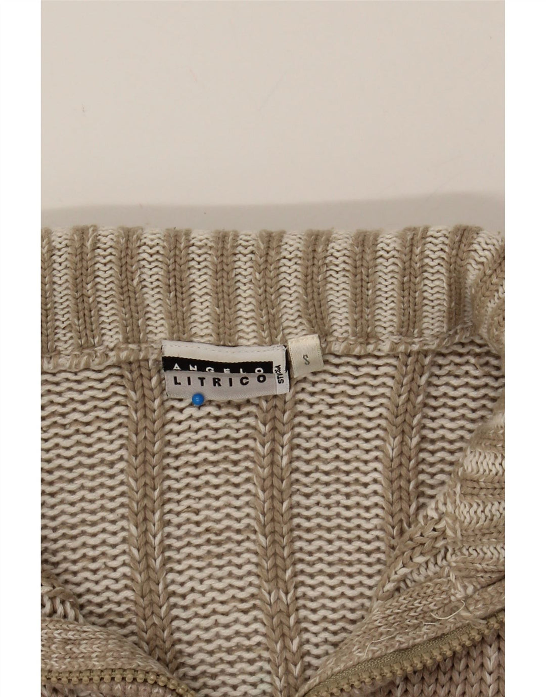ANGELO LITRICO Mens Zip Neck Jumper Sweater Small Beige Vintage Angelo Litrico and Second-Hand Angelo Litrico from Messina Hembry 